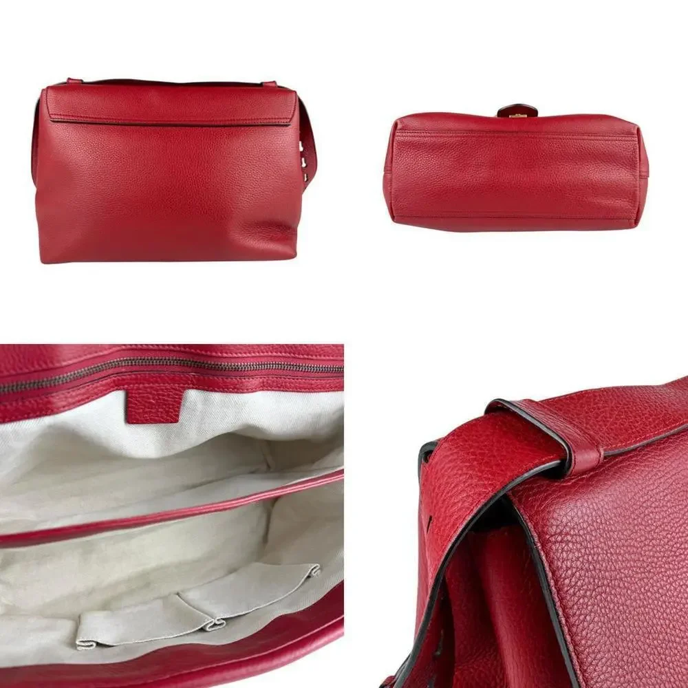 GUCCI Red Leather GG Marmont Shoulder Bag - Picture 3 of 5